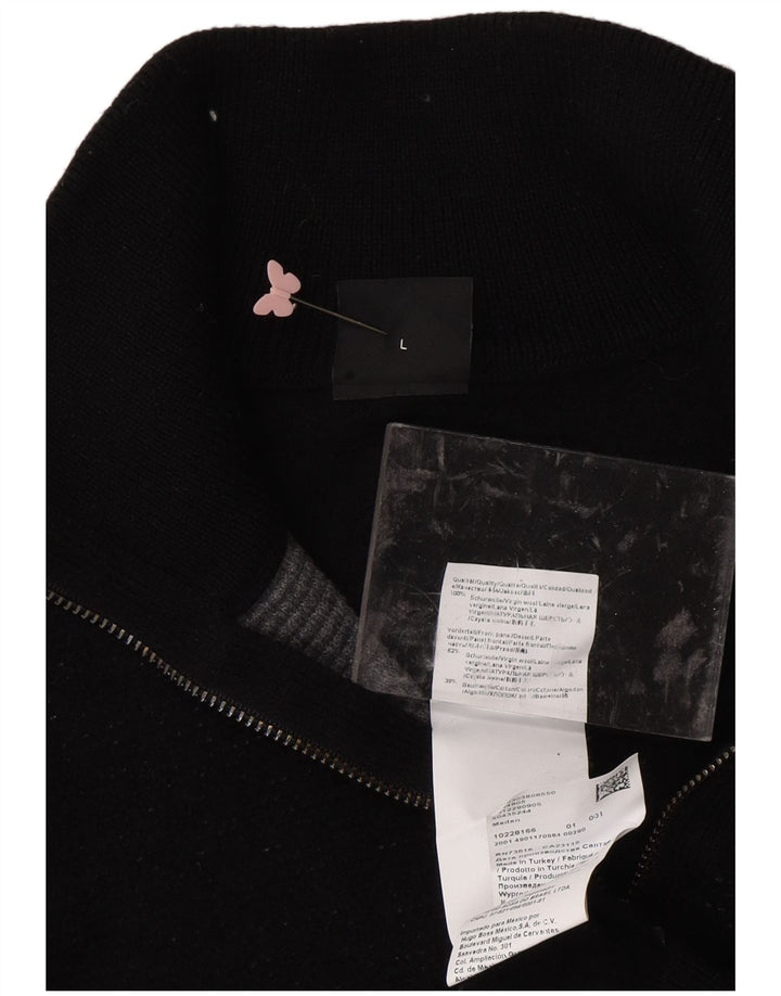 HUGO BOSS Womens Zip Neck Jumper Sweater UK 16 Large Black Virgin Wool Vintage Hugo Boss and Second-Hand Hugo Boss from Messina Hembry 