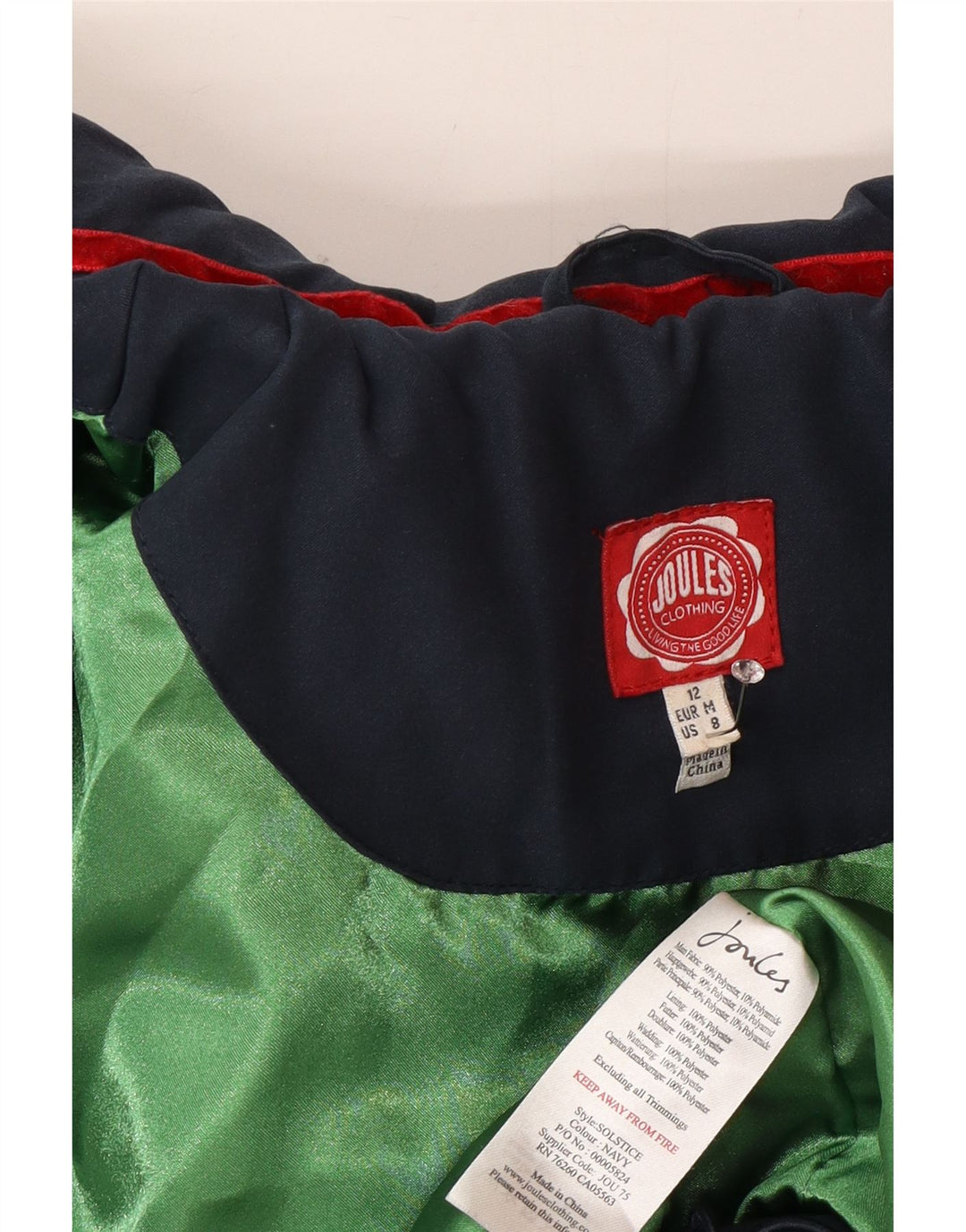 Joules Damen Wattierte Jacke UK 12 Medium Marineblau Polyester