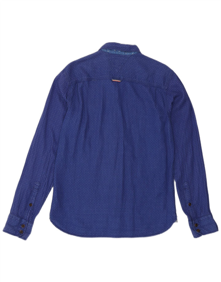 Tommy Hilfiger Herrenhemd aus mittelblau gepunkteter Baumwolle