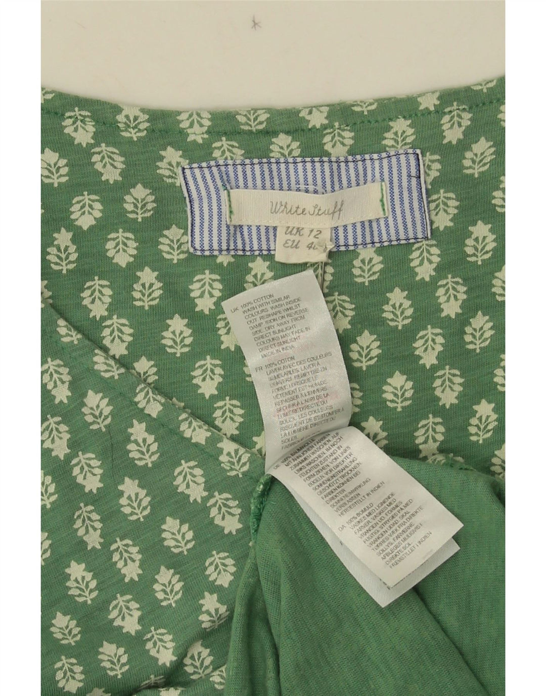 White Stuff Damen Maxikleid UK 12 Mittelgrüne Baumwolle mit Blumenmuster
