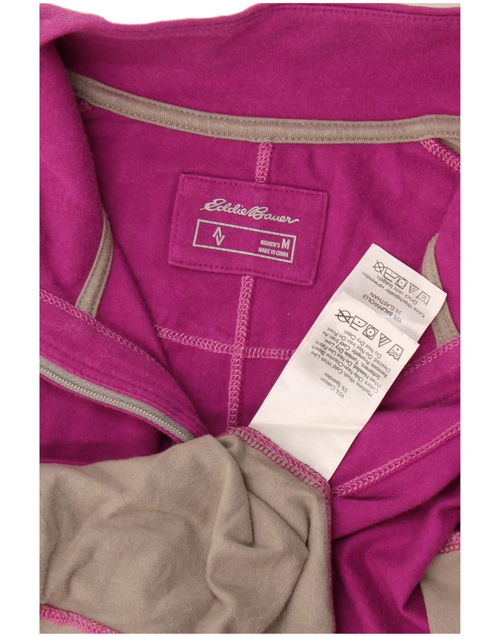 Eddie Bauer Damen-Oberteil mit Reißverschluss, langärmlig, UK 12, Mittelviolett, Farbblock