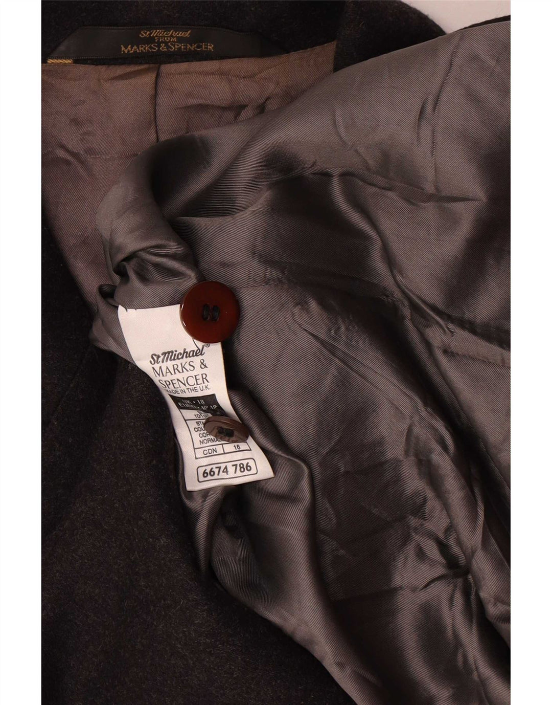 Marks & Spencer Damen-Blazerjacke mit 5 Knöpfen, UK 18, XL, graue Wolle