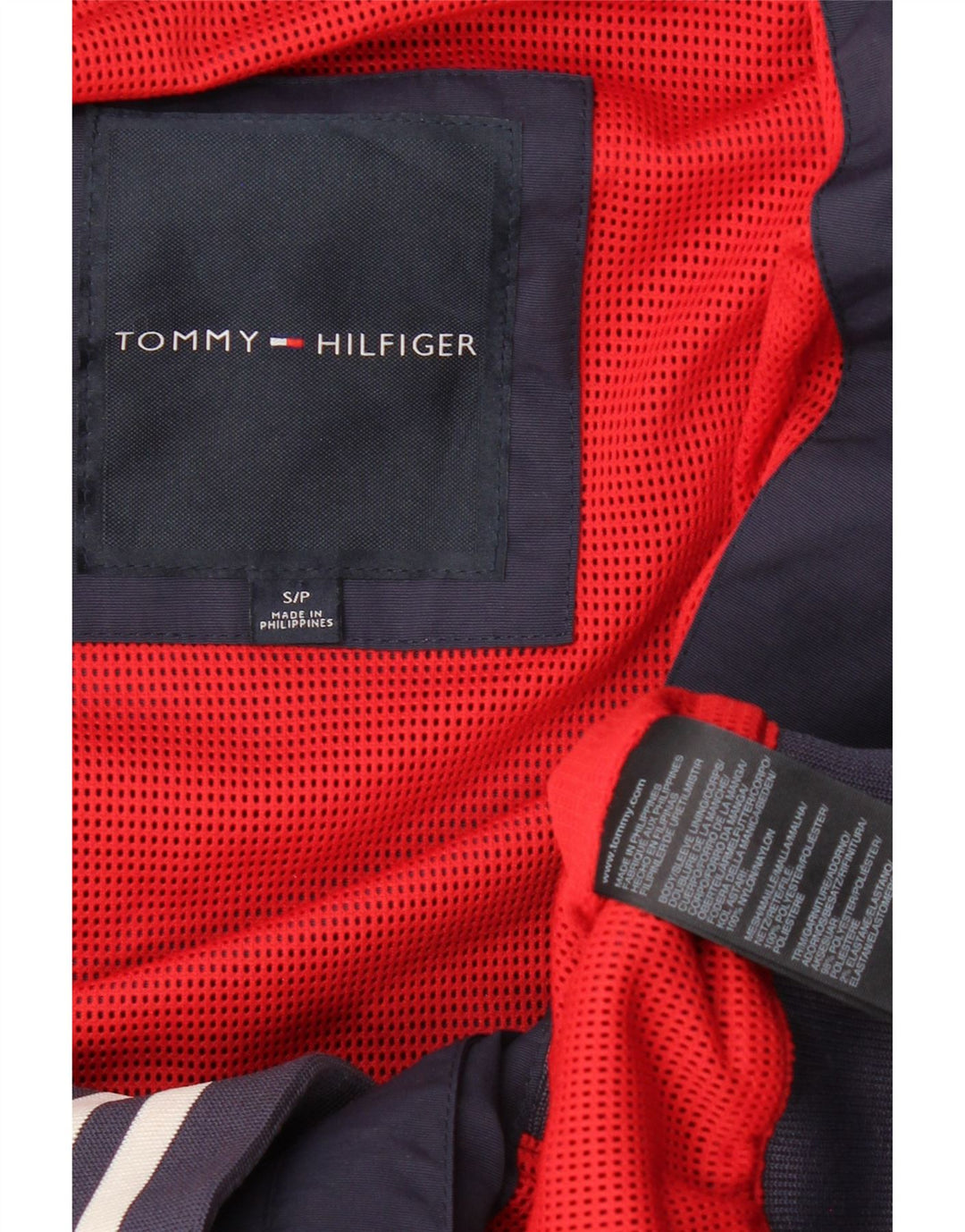 TOMMY HILFIGER Herren-Bomberjacke mit grafischer Kapuze, Größe 36, Marineblau