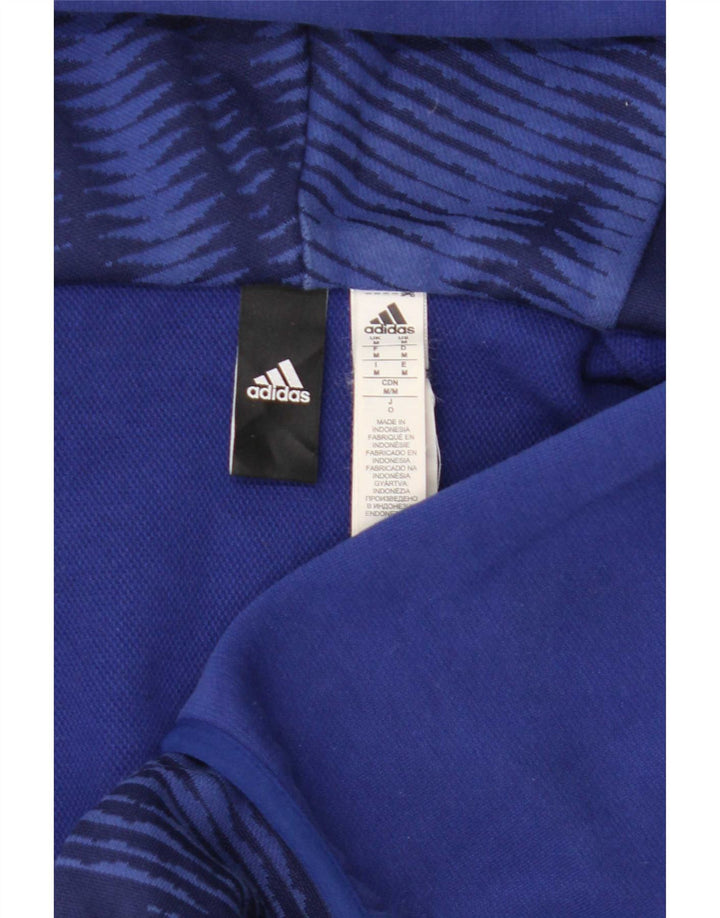 Adidas Herren-Kapuzenpullover mit Reißverschluss, mittelblaue Baumwolle