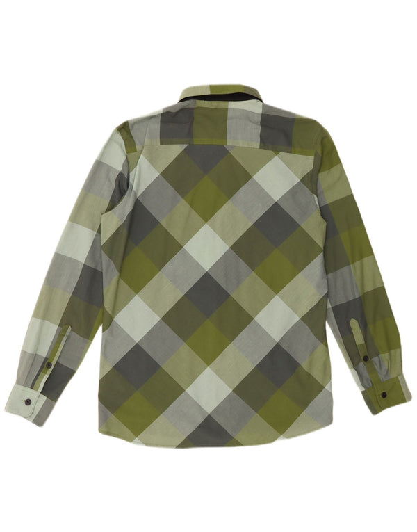 Adidas Herrenhemd UK 40/42 Mittelgrün kariertes Polyester