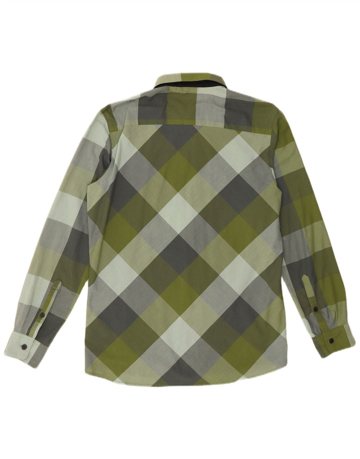 Adidas Herrenhemd UK 40/42 Mittelgrün kariertes Polyester