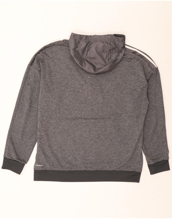 Adidas Herren Aeroready Kapuzenpullover mit Reißverschluss, XL, grau geflecktes Polyester
