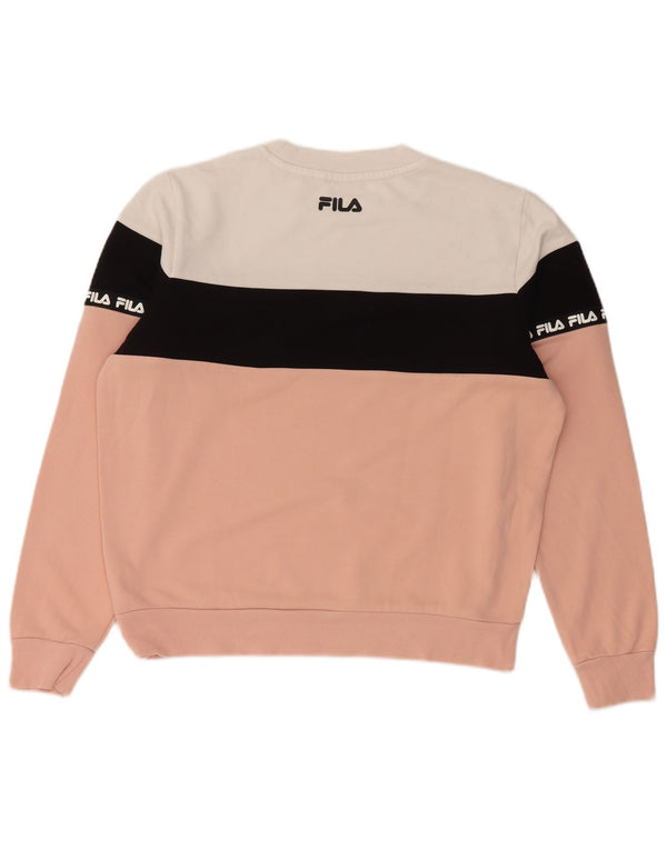 Fila Damen Grafik-Sweatshirtpullover UK 10 Small Rosa Farbblock