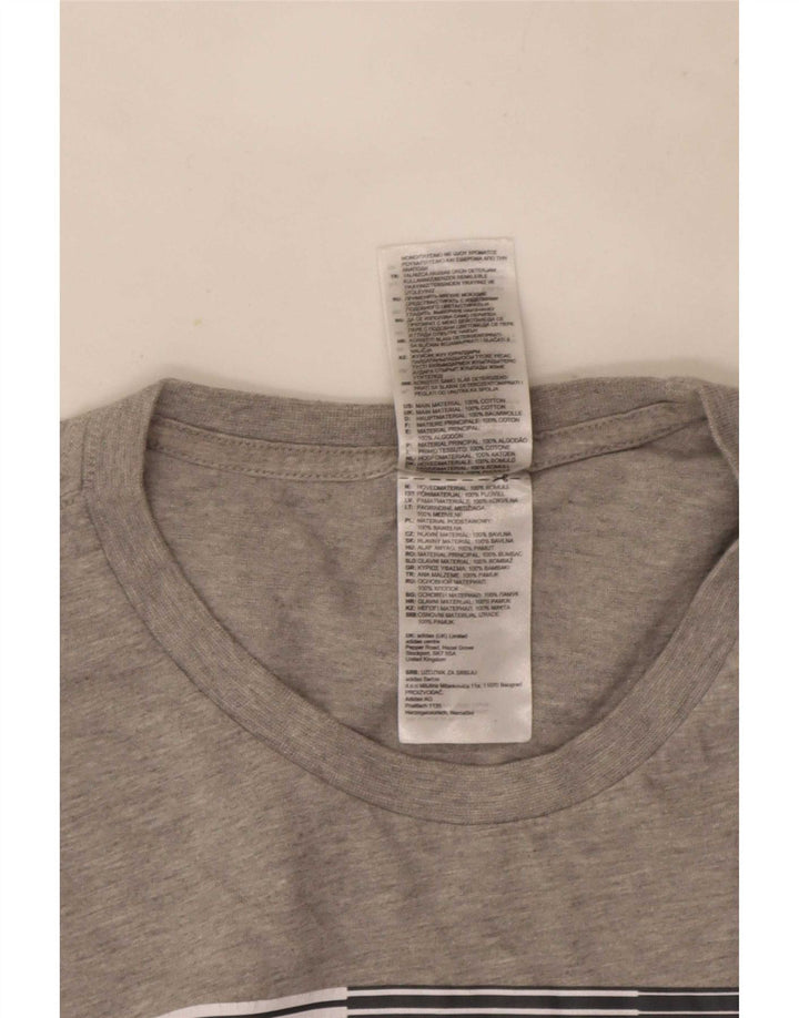 Adidas Herren Grafik-T-Shirt-Oberteil aus mittelgrau gefleckter Baumwolle