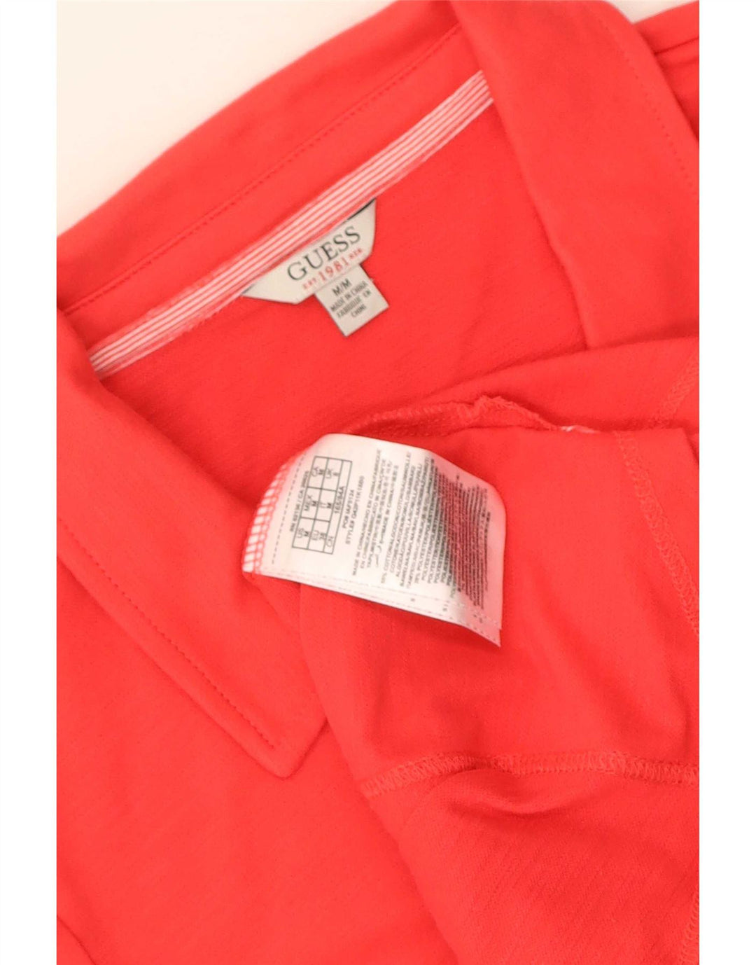 Guess Damen-Poloshirt UK 12 aus mittelroter Baumwolle