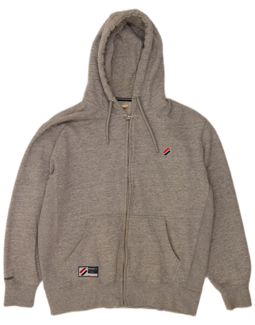 Superdry Herren-Kapuzenpullover mit Reißverschluss, XL, graue Baumwolle