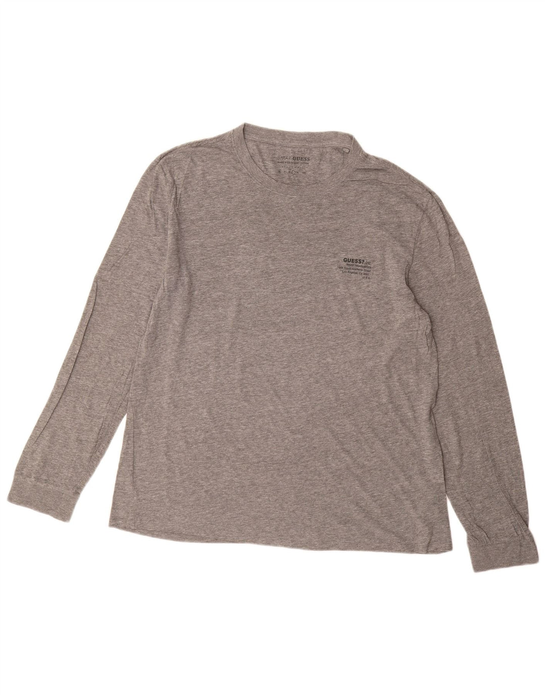 Guess Herren-Oberteil mit normaler Passform, langärmelig, groß, grau gefleckte Baumwolle