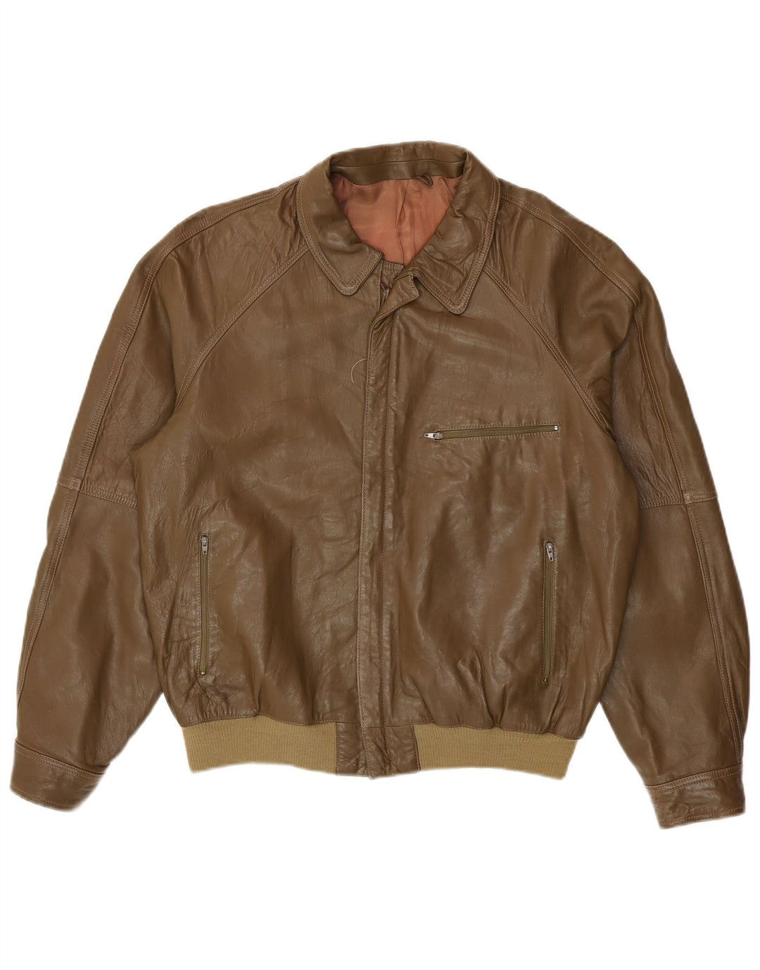 Vintage Herren Lederjacke IT 48 Mittelgrünes Leder