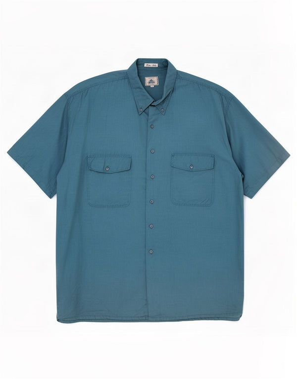 Brugi Herren Kurzarmhemd XL Blaue Seide