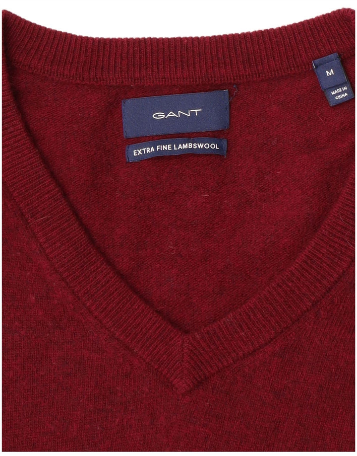 Gant Herren-Pullover mit V-Ausschnitt, mittelgroße burgunderrote Lammwolle