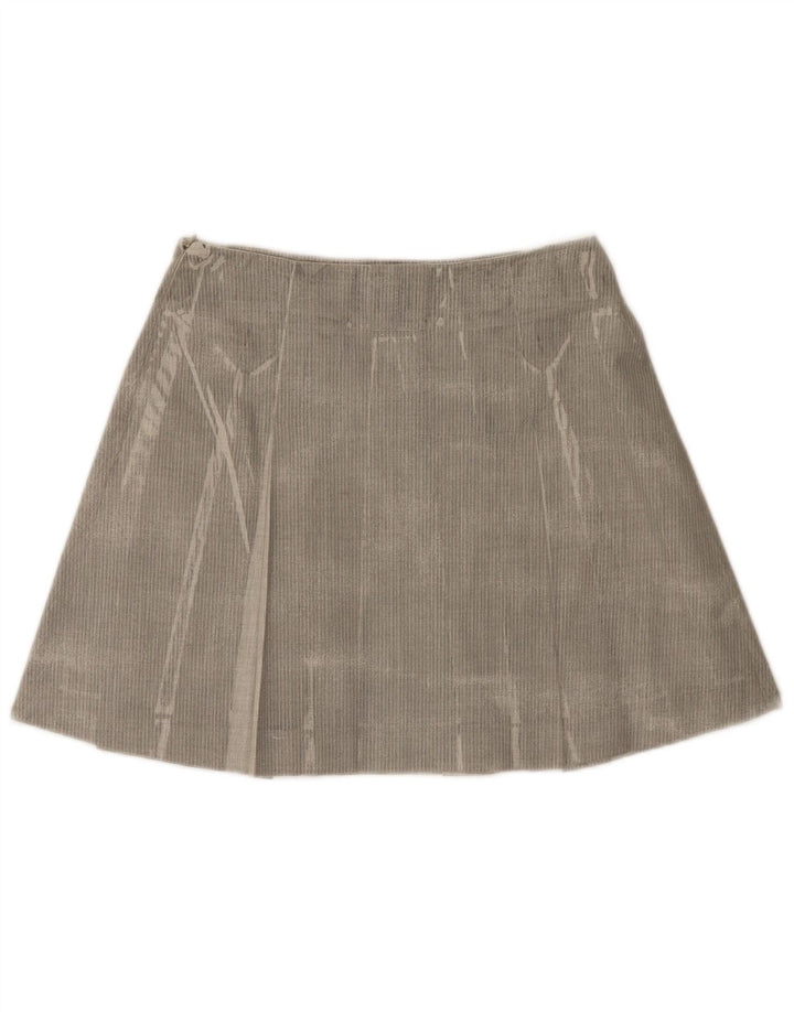 Trussardi Damen Plissee-Minirock IT 42 Medium W28 Graues Fischgrätenmuster