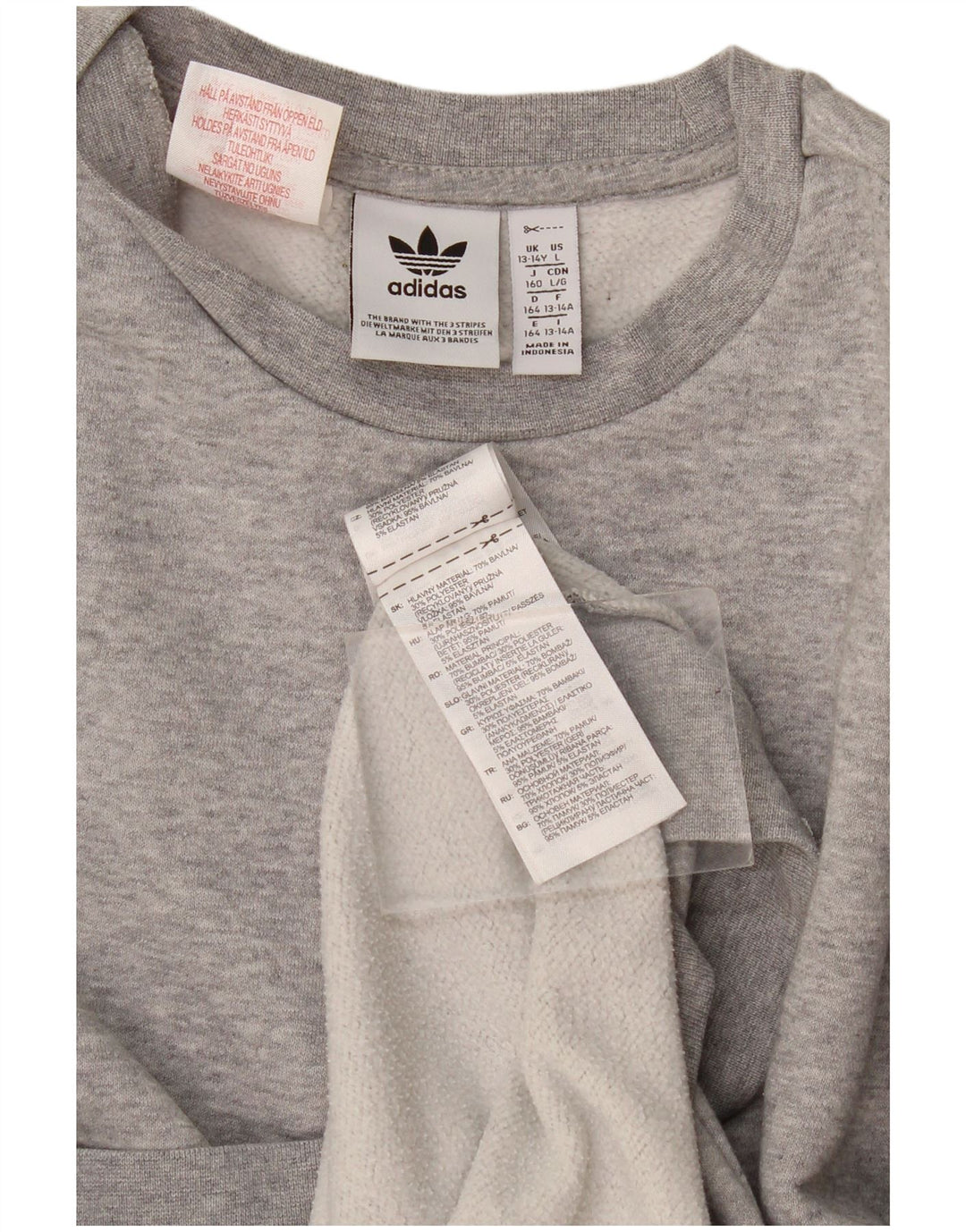 Adidas Sweatshirt-Pullover für Jungen, 13–14 Jahre, grau gefleckte Baumwolle