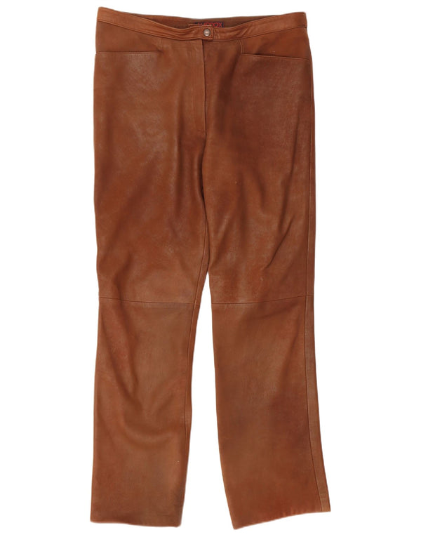 Maddox Damen gerade Lederhose IT 46 Large W36 L31 Braunes Leder