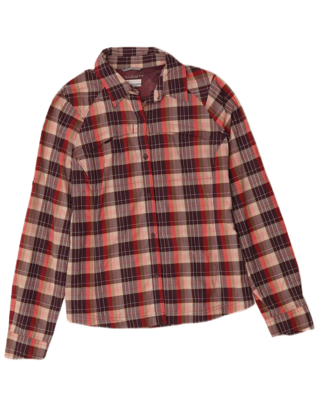 COLUMBIA Womens Omni-Shade Shirt UK 14 Medium Multicoloured Check Nylon