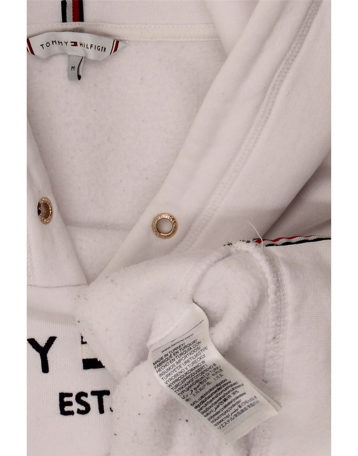 TOMMY HILFIGER Damen Übergroßer grafischer Kapuzenpullover UK 14 Mittelweiß