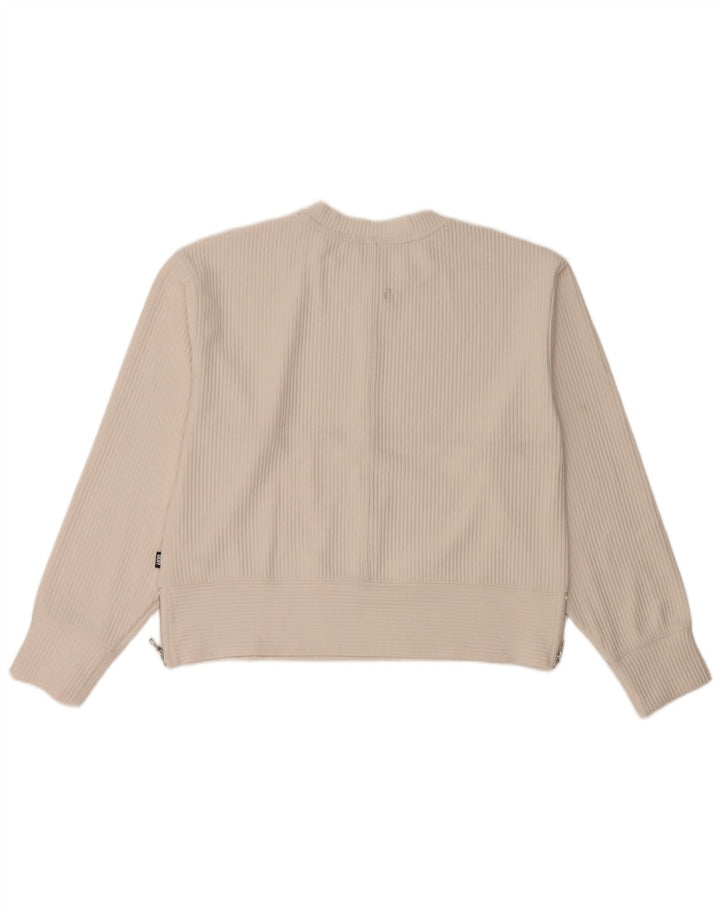 Dkny Damen-Sweatshirt-Pullover UK 14 Mittelweißes Polyester