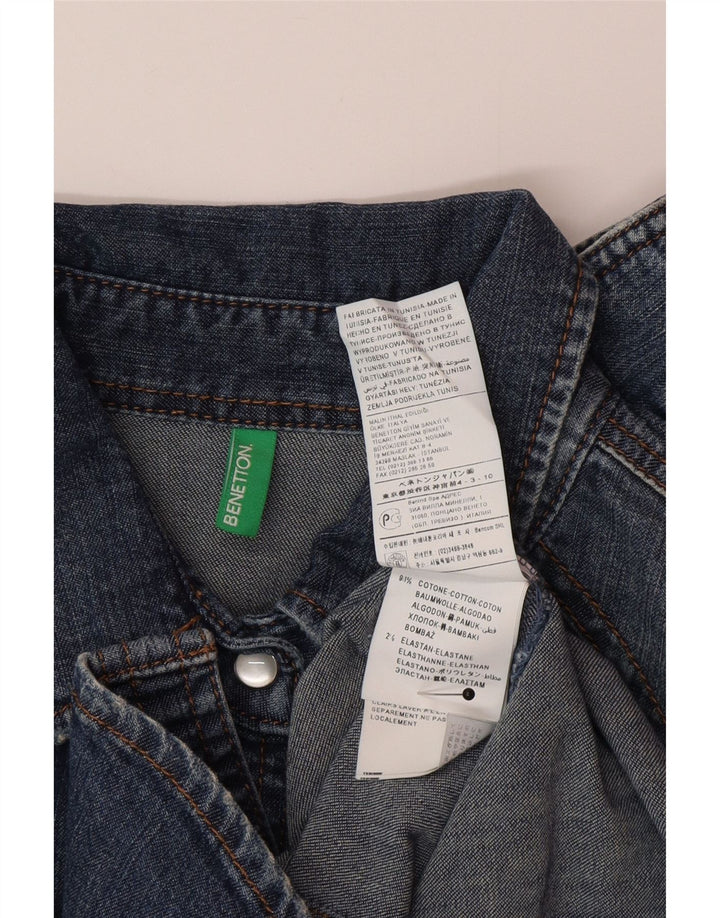 Benetton Damen Jeanshemd UK 12 Mittelblaue Baumwolle