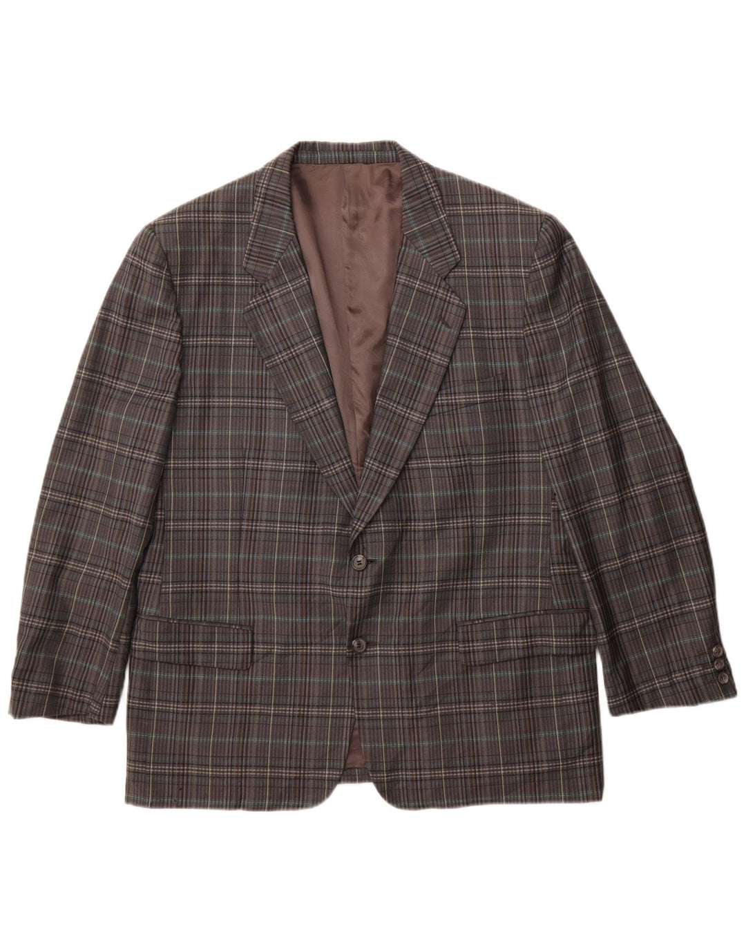 Gianluca Lorenzi Herren 2-Knopf-Blazerjacke IT 56 3XL grau karierte Wolle