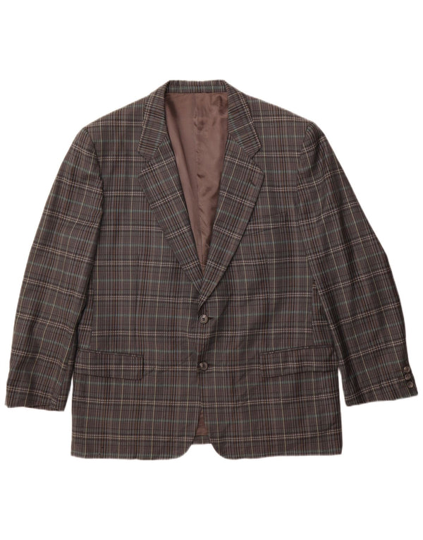 Gianluca Lorenzi Herren 2-Knopf-Blazerjacke IT 56 3XL grau karierte Wolle