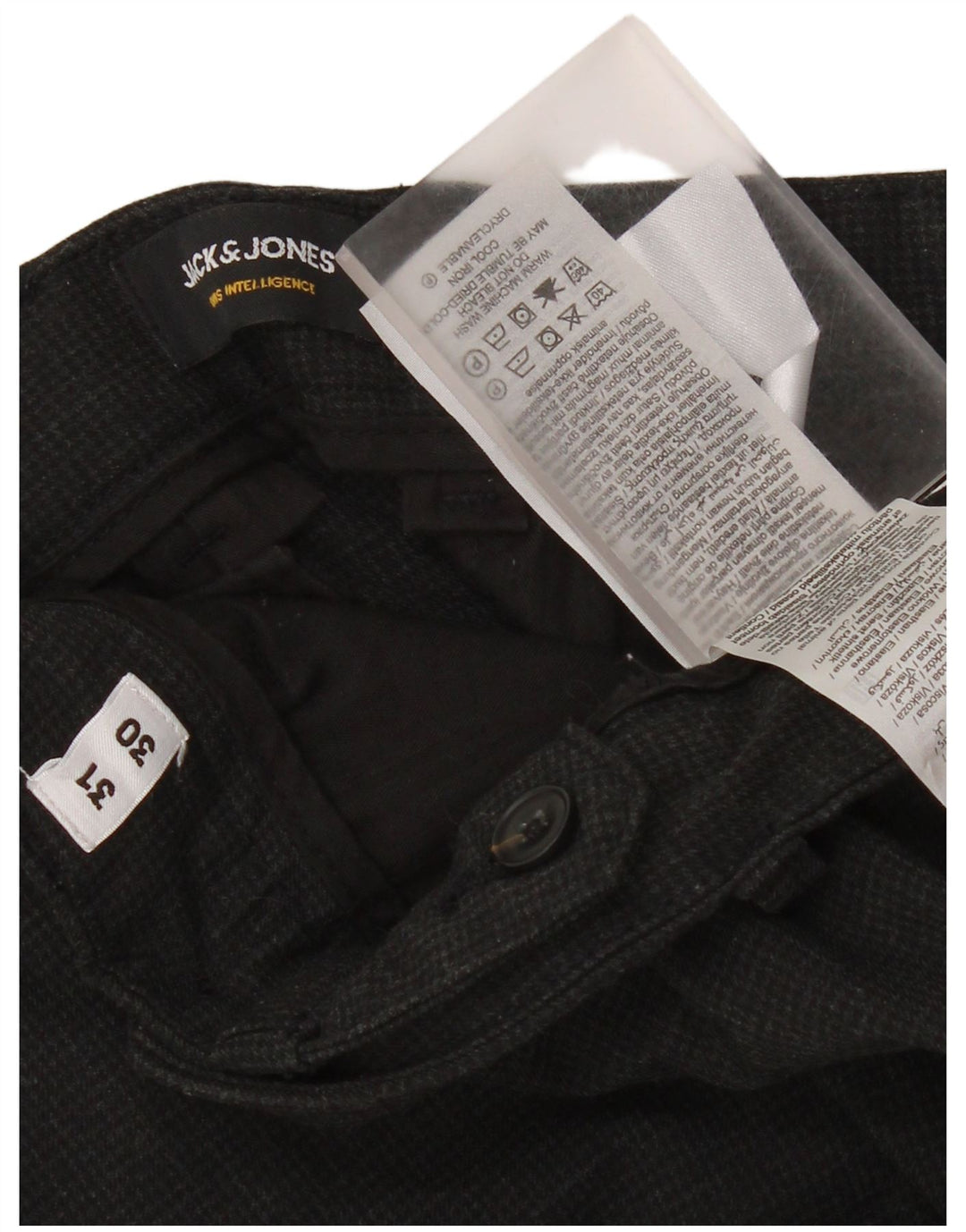 Jack & Jones Herren Slim Fit Freizeithose W31 L30 Grau Hahnentritt Modern