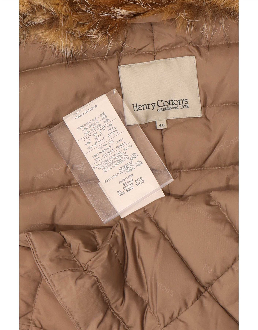 Henry Cottons Damen Wattierte Jacke IT 46 Large Braun Polyester