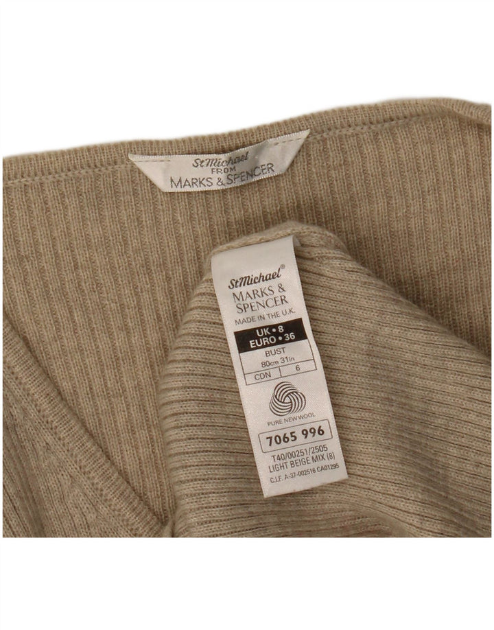 Marks & Spencer Damen St. Michael V-Ausschnitt Pullover Pullover UK 8 Small Beige