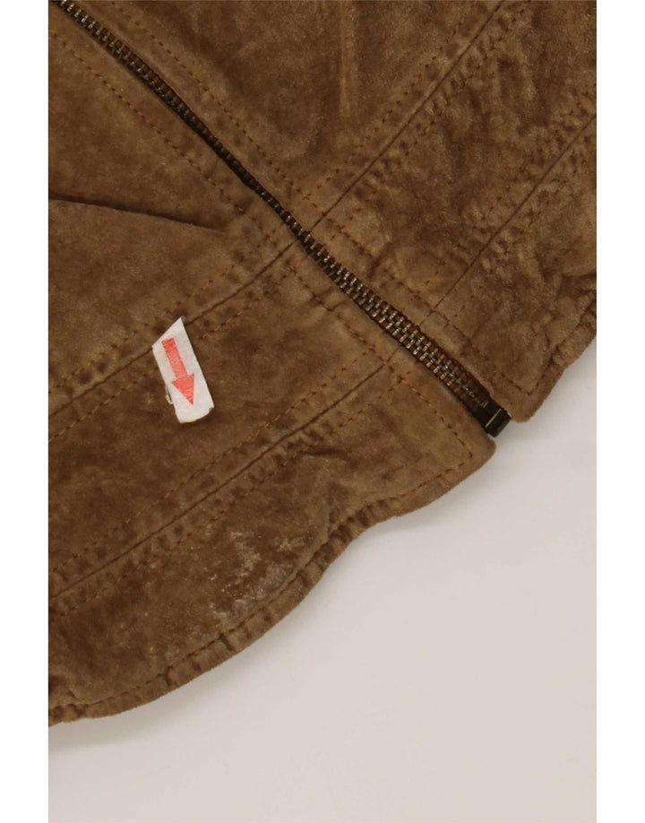 Zara Damen Crop Wildlederjacke UK 12 Medium Beige Leder