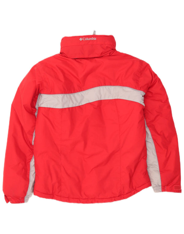 COLUMBIA Girls Hooded Padded Jacket 14-15 Years Red Colourblock Nylon