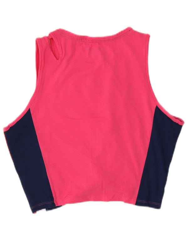 Tommy Hilfiger Damen Crop Graphic Vest Top UK 12 Mittelrosa Farbblock