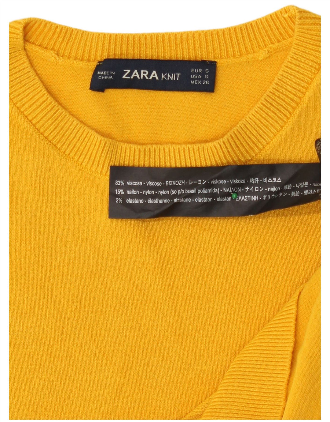 Zara Damen-Pullover mit Rundhalsausschnitt, Gr. 10, klein, Gelb