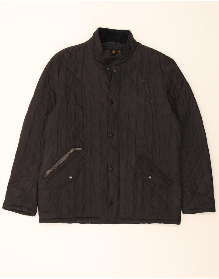 BARBOUR Mens Quilted Jacket UK 42 XL Black Vintage Barbour and Second-Hand Barbour from Messina Hembry 