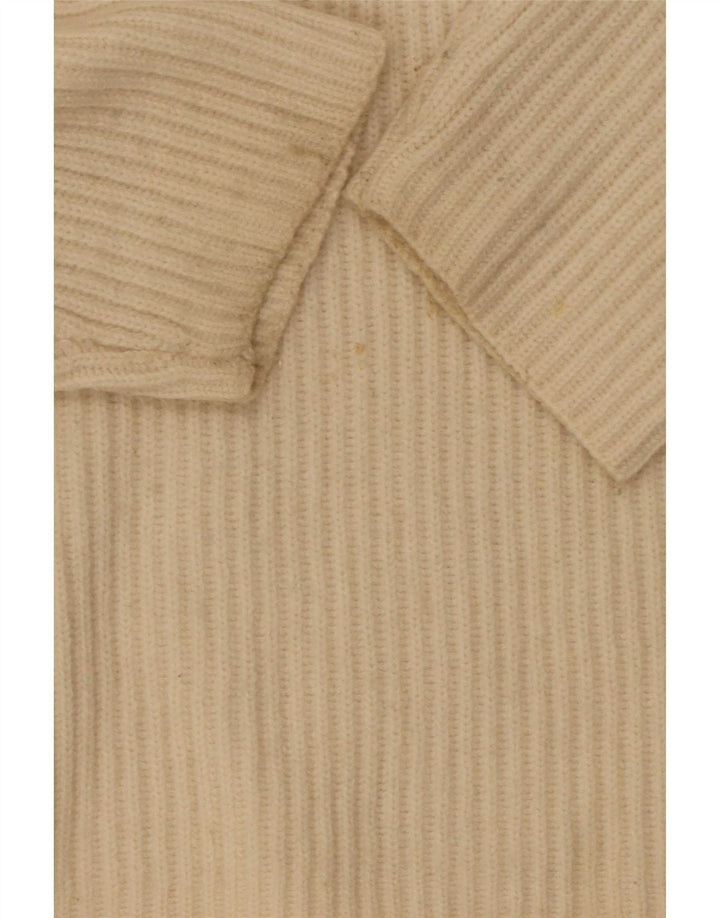 All Saints Damen-Pullover, übergroß, V-Ausschnitt, Gr. 14, Mittel, gebrochenes Weiß
