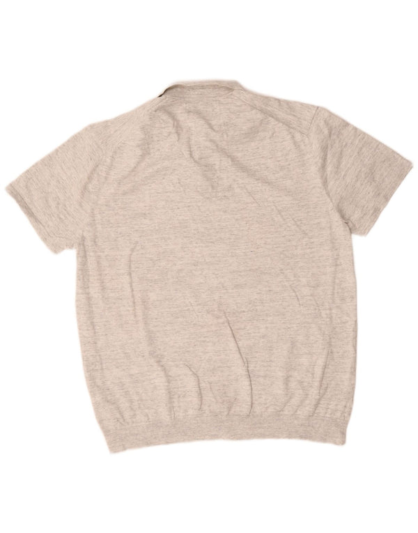 Marks & Spencer Herren-Poloshirt XL, grau gefleckte Baumwolle