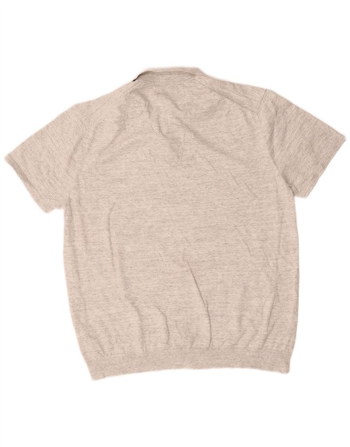 Marks & Spencer Herren-Poloshirt XL, grau gefleckte Baumwolle