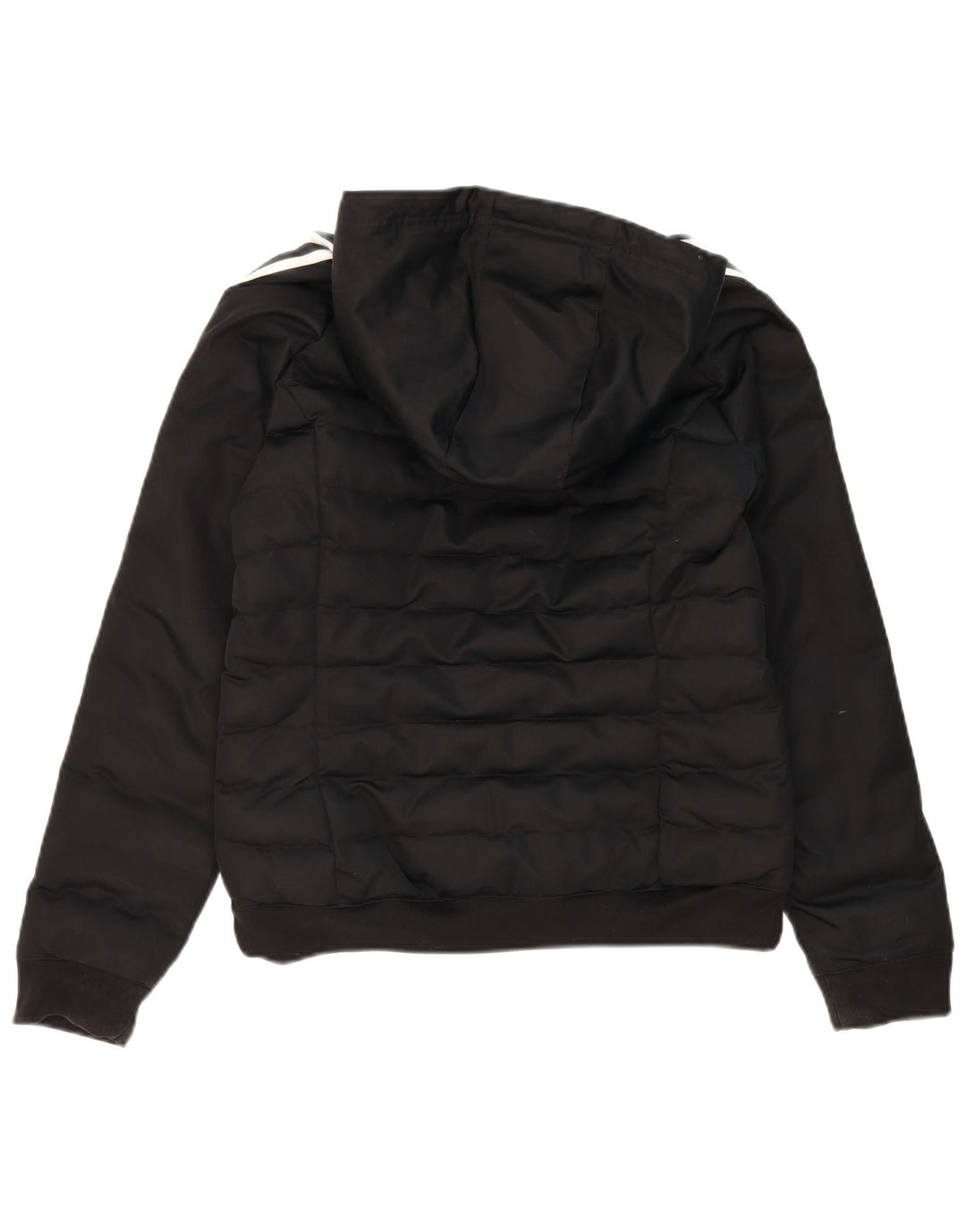 ADIDAS Womens Hooded Padded Jacket UK 14 Medium Black Polyester