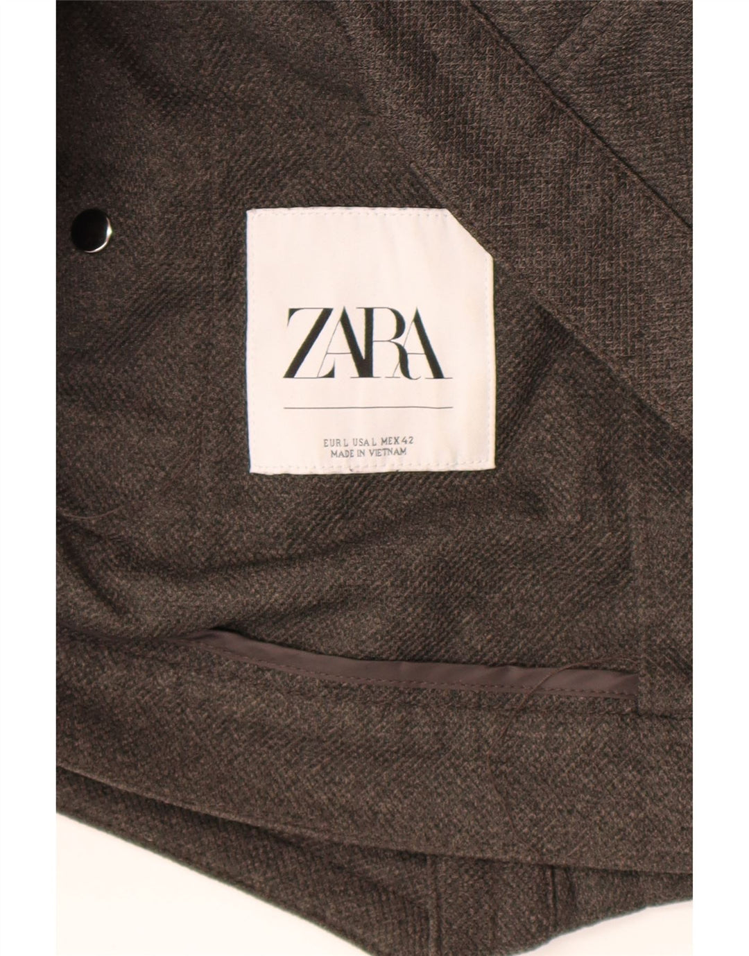 Zara Herren Bomberjacke mit Reißverschluss, gesteppt, UK 40, Größe L, Grau