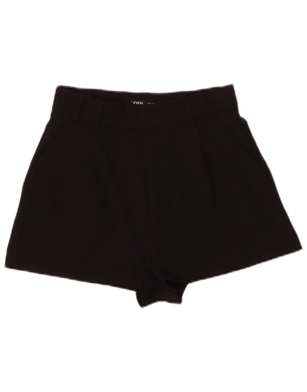 Zara Damen Hotpants mit hoher Taille, Größe S, W26, Schwarz, Polyester