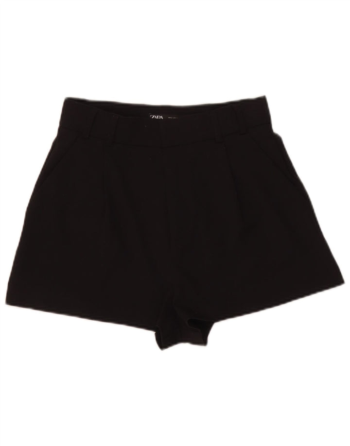 Zara Damen Hotpants mit hoher Taille, Größe S, W26, Schwarz, Polyester