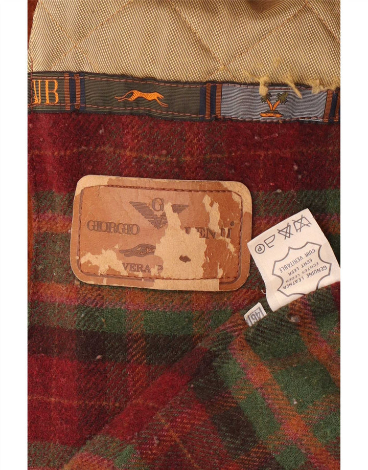 Vintage Damen Übergroße Kapuzen-Parkajacke aus Wildleder IT 46 Large Braun