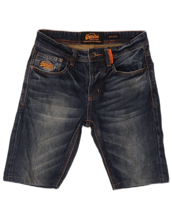 SUPERDRY Herren Officer Denim Shorts W28 Small Blaue Baumwolle