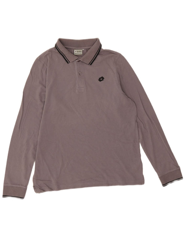 Lotto Herren-Langarm-Poloshirt, klein, graue Baumwolle