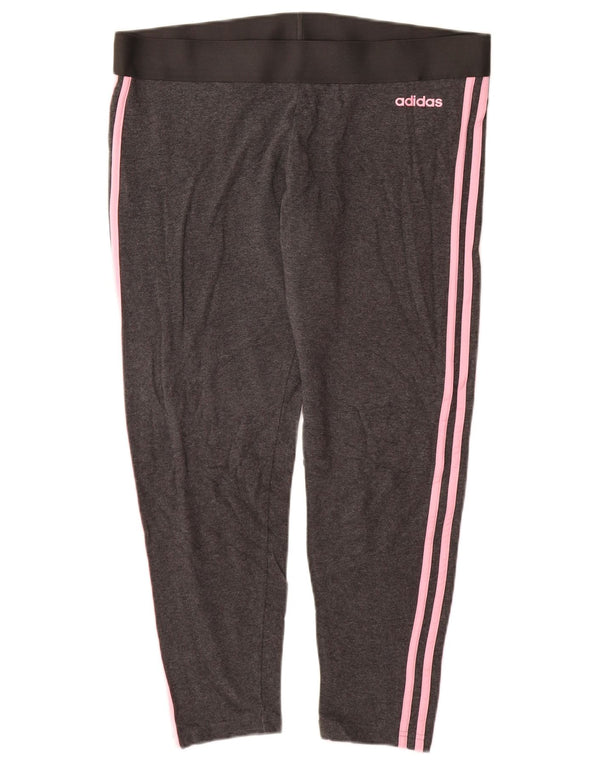 ADIDAS Damen Leggings UK 20/22 XL Graue Baumwolle