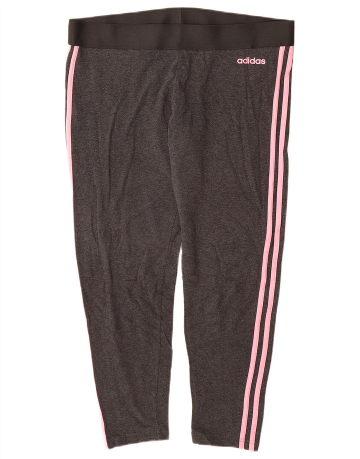 ADIDAS Damen Leggings UK 20/22 XL Graue Baumwolle