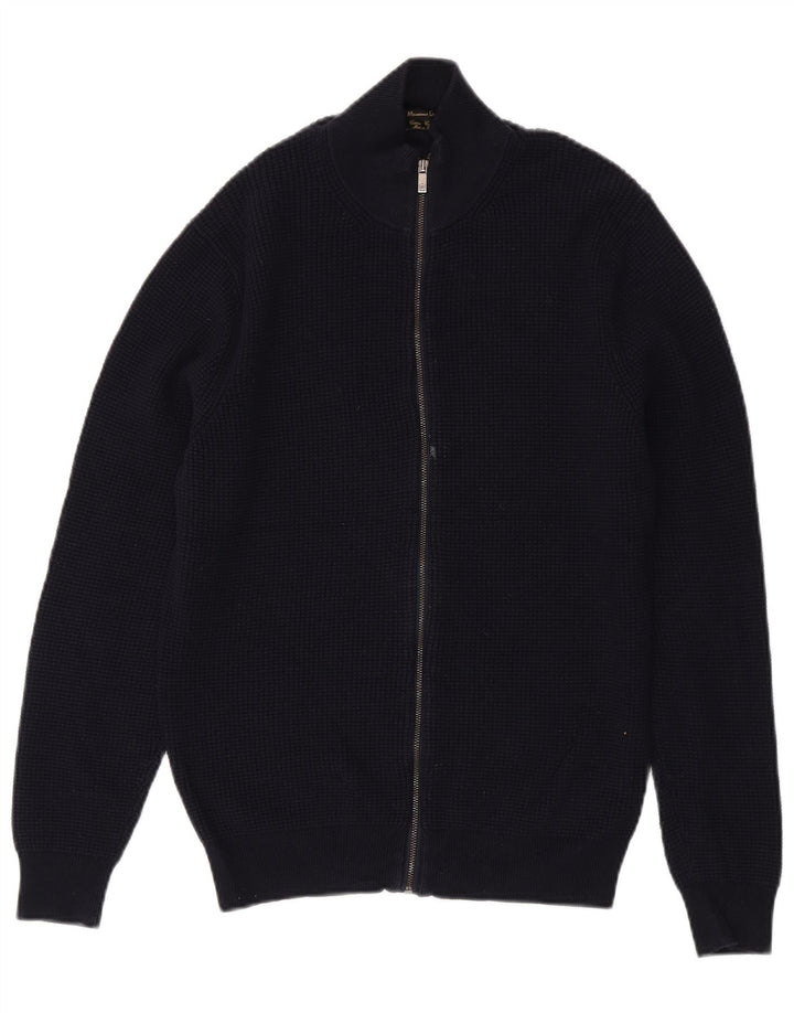 Massimo Dutti Herren-Strickjacke, mittleres Marineblau