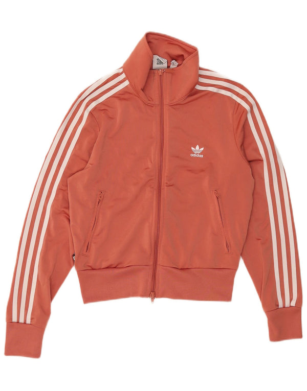 Adidas Damen Crop Trainingsanzug Top Jacke UK 12 Medium Orange Polyester